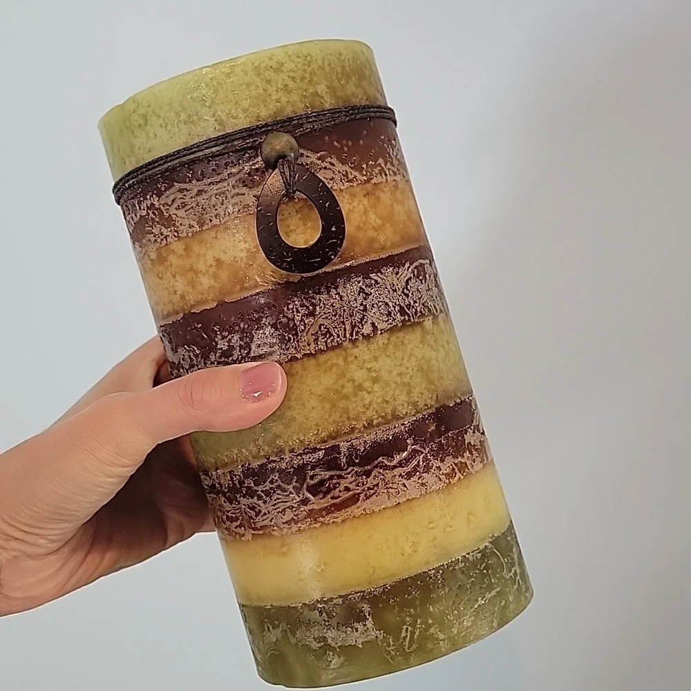 Pier 1 Citrus Cilantro Column Candle Green & brown 4x8